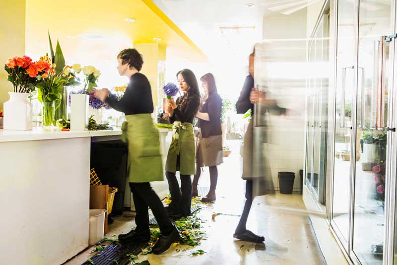 Work area of Quince flowers, an upscale shop and FloristWare client.